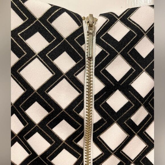 Worthington Diamond Print Sleeveless Midi Shift Dress Black White Size Large‎ - Picture 5 of 10
